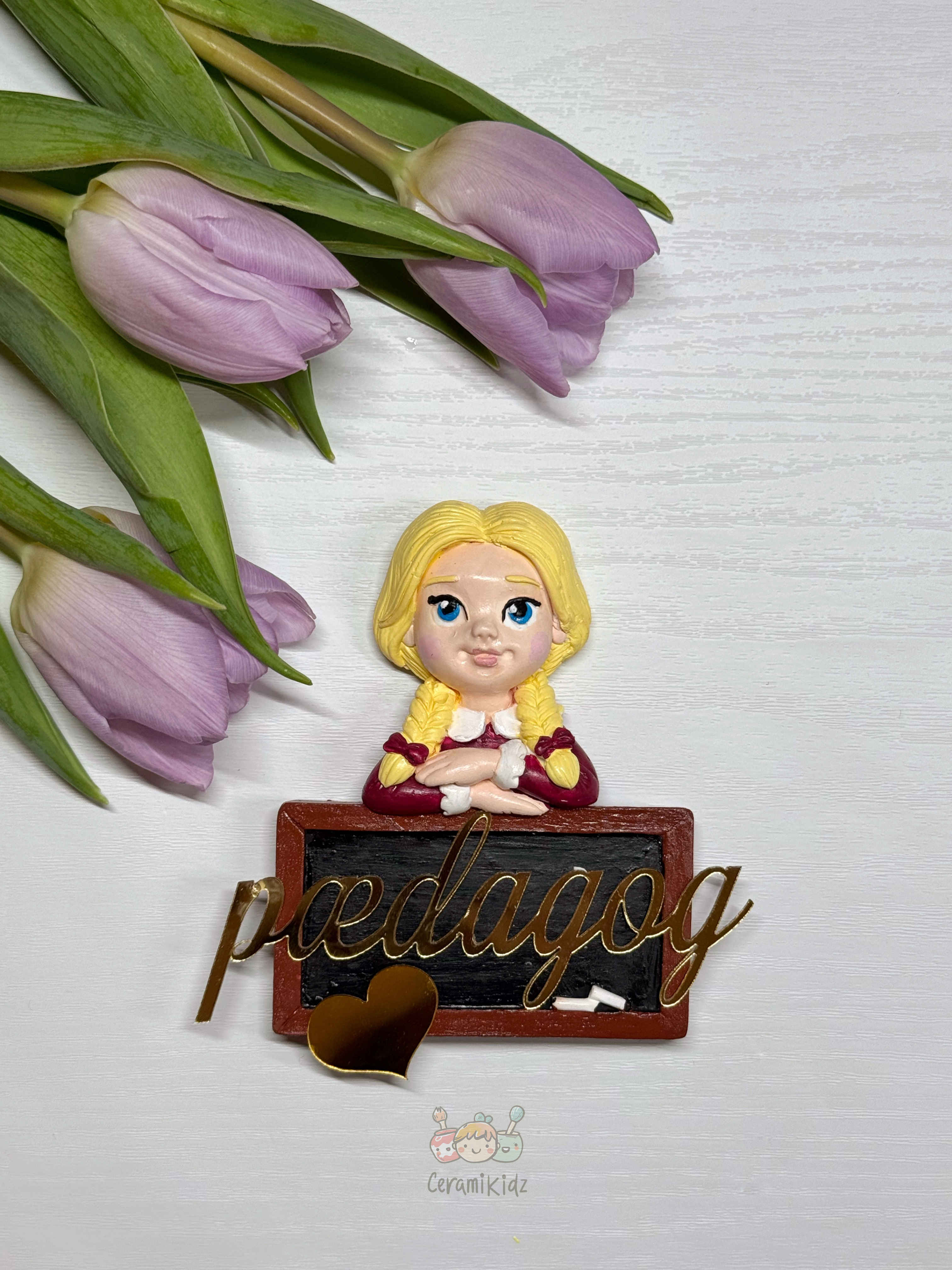 Lærergave – Keramik pige magnet